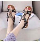 Hnzxzm Bohemian Style Fashion Summer Shoes Women Sandals Flat Ladies Beach Sandals Summer Holiday Shoes Big Size 42 A4770