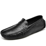 Hnzxzm Brand Leather Men's Shoes Loafers Slip-On Dress Shoes Men's Moccasin High Quality Black Outdoor Fashion Soft Sole Casual Shoes