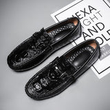 Men's Vintage Leather Crocodile-pattern Shoes Loafers Luxury Casual Driving Casual Shoes with Men Loafers Shoes Plus Size 38-45