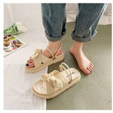 Hnzxzm Women Sandalias Mujer Summer Fairy Style 2023 New Fashion Student Platform Roman Lady Sands Flat Shoes Cute Slippers