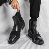 Hnzxzm Original Buckle Ankle Boots Pointed Fashion Men Boots Classic Social Men Chelsea Boot Business Dress Leisure Cowboy Boots