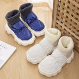 Hnzxzm 2022 New style Winter Men's Fluffy Furry High Top Snow Boots Fashion women's Cotton Slippers Indoor Outdoor Waterproof Slipper