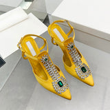 Hnzxzm European and American women's new high heels crystal decorative sandals