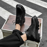 Hnzxzm New Fashion Shoes Men Boots Black Street Style Thick Sole Mens Ankle Boots Autumn Early Winter Male Footwear A4851