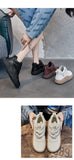 Hnzxzm 2022 Autumn Early Winter Boots Women Genuine Leather Shoes Thick Sole Non-slip Snow Ladies Ankle Boots Black White A4895