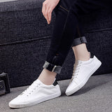 New Arrival White Shoes Men Sneakers Flat Soft Leather Men Casual Shoes Fashion Brand Male Shoes N035