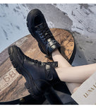 Hnzxzm Autumn Early Winter Shoes Women Boots Genuine Leather Brand Ladies Ankle Boots Thick Sole Non-slip Black White Shoes A4840