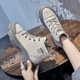 Genuine Leather Shoes 2022 Autumn Early Winter Boots Women Sneakers Thick Sole Non-slip Women Ankle Botas Cow Leather A4849