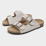 Hnzxzm Size 35-42 Real Leather Women'S Slippers 2023 Summer Soft Cork Buckle Flip Flops Women Beach Casual Woman  Shoes