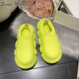 Fashion Flats Winter Home Slippers Women Shoes New 2022 Casual Snow Warm Women Boots Pu Leather Chelsea Punk Dress Mujer Zapatos