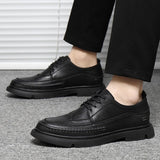 Hnzxzm New 2022 Autumn Early Winter Shoes Men Brogues Flat Thick Sole Mens Casual Shoes Black Leather Male Footwear A4832