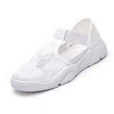 Hnzxzm Summer Shoes Women Flats Thick Sole Women Casual Shoes Breathable Cloth Brand Ladies Footwear White Green A4524