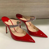 Hnzxzm European and American ladies summer new pointed high heels transparent rhinestone sexy fashion sandals