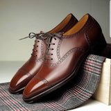 Hnzxzm Men Oxford Shoes Brown Black Square Toe Brogue Carving Lace Up Fashion Business Casual Wedding Daily Dress Shoes