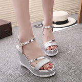 Hnzxzm Fashion Platform Sandals Women Summer Shoes Brand Ladies Wedges Sandals Black Gold Silver Super High Heels 11cm