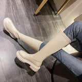 2022 Winter New Chelsea Boots Designer Women Knee-High Snow Fashion Chunky Warm Goth Botas Mid Heels Platform Femme Shoes Mujer
