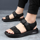 New Summer Shoes Men Sandals Soft Cloth Summer Holiday Mens Beach Sandals Flat Non-slip Male Footwear Black A4520