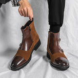 Hnzxzm Original Buckle Ankle Boots Pointed Fashion Men Boots Classic Social Men Chelsea Boot Business Dress Leisure Cowboy Boots