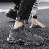 Hnzxzm New Casual High-top Men's Shoes Pigskin Trend All-match Comfortable Thick Bottom Non-slip Heightening Men Sports Shoes обувь