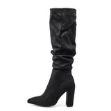 2022 Winter New Women's Boots Fashionable Sexy Pointed Toe Folds Catwalk Long Tube Thick Heel High-heeled Boots