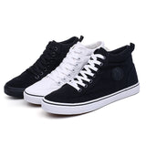Mens High top Footwear Fashion Canvas Shoes Flat High top Men's Casual Shoes Cool Street Brand Shoes Classic Black White A136