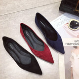 Hnzxzm Fashion Flats for Women Single Shoes Pointed toe Office Lady Shoes Elegant Women Flats Black Blue Red Plus Size 42 A4577