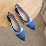 New Flats Knitted Single Work Women's Summer 2022 Pumps Splicing Net Pointed Toe Pregnant Slip-On Work Sexy Ladies Pump Shoes