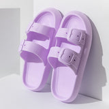 Buckle Bathroom Slippers Summer Indoor Eva Slides Home Sandals Slippers Men Women Non-Slip Household Family Bath Shoes