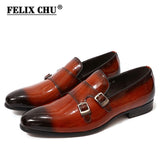 Luxuy Shiny Mens Loafer Shoes Patent Leather Black Slip-On Buckle Shoes Monk Strap Wedding Party New Shoes Dress Shoes for Men