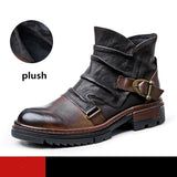 Hnzxzm TOP ! Mature Men's Elegant Folds Leather Boots Businessman Buckle Belt Pleated High End Office Winter Shoes