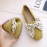 Women's Loafers Flats Shoes for Women 2022 Bowknot Ballet Footwear Female Office Shallow Ladies Soft Butterfly-Knot Polka Dots
