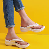 Hnzxzm Thick Sole Wedges Flip Flops for Women Summer Clip Toe Platform Sandals Woman Non Slip Beach Slippers Outdoor Slides