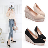 Hnzxzm Spring Summer Shoes Women Heeled Shoes Ladies Wedge Heels Retro Brand Women Pumps Casual Woman Wedges 8cm Big Size 42 A3542