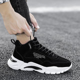 Hnzxzm New Casual High-top Men's Shoes Pigskin Trend All-match Comfortable Thick Bottom Non-slip Heightening Men Sports Shoes обувь