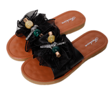 Hnzxzm Women's Platform Slippers Exquisite Bow Tie Trend Fashion Summer Beach Home Soft Ladies Sandals Outdoor Flat Shoes