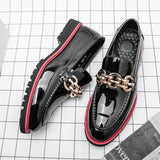 Hnzxzm Men Loafers Shoes Red Sole Metal Decoration Pu Black Slip on Designer Shoes Men Breathable Free Shipping Men Casual Shoes