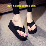 Women Beach Flip Flops Summer Super High Shoes Woman Slip On Wedges Sandals Bling Style Female Fashion Slides Slippers SH041101