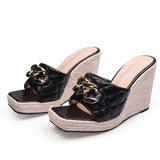 Peep toe Sandals Women Summer Shoes Fashion Platform Shoes Elegant Ladies Sandals Wedge Heel 10cm Yellow Black Pink A4199