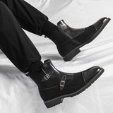 Hnzxzm Original Buckle Ankle Boots Pointed Fashion Men Boots Classic Social Men Chelsea Boot Business Dress Leisure Cowboy Boots