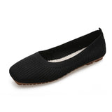 Hnzxzm Summer Breathable Soft Comfort Ladies Flats Knitted Shoes of Women Leisure Shallow Slip-On Outdoor Girls Cotton Loaferser