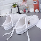 Hnzxzm Spring Summer Women Canvas Shoes flat sneakers women casual shoes low upper lace up white shoes