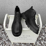 Hnzxzm New Fashion Shoes Men Boots Black Street Style Thick Sole Mens Ankle Boots Autumn Early Winter Male Footwear A4851