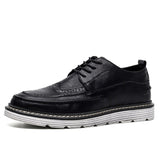 New Fashion Brogues Men Casual Shoes Flat Thick Sole Male Footwear Black Autumn Ealry Winter Shoes A4834