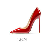 Hnzxzm Sexy Fashion Women's Pumps With Tip and Shallow Mouth, Comfortable and Versatile, Elegant Temperament, Patent Leather Single Sho