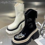 High Heels Chelsea Boots Women Shoes 2022 New Winter Chunky Fashion Women Boots Designer Pumps Goth Casual Zipper Snow Botas