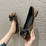 Spring Summer Leopard Shoes Women Flats Butterfly knot Elegant Office Lady Shoes Flat Brand Ladies Single Shoes A4240