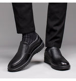 Hnzxzm 100% Genuine Leather Shoes Men Loafers Slip-on Cow Leather Mens Casual Shoes Male Footwear Office Business Shoes Black A3310