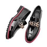 Hnzxzm Men Loafers Shoes Red Sole Metal Decoration Pu Black Slip on Designer Shoes Men Breathable Free Shipping Men Casual Shoes