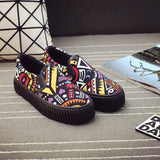 2022 Bohemian Shoes Women Canvas Shoes Thick Sole Height Increasing Shoes 3cm Casual Women Flats Female Loafers Shoes N036