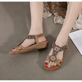 Hnzxzm Bohemian Style Fashion Summer Shoes Women Sandals Flat Ladies Beach Sandals Summer Holiday Shoes Big Size 42 A4770